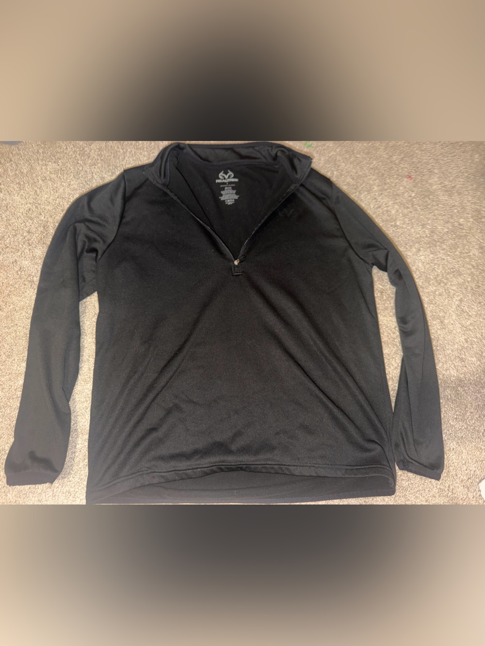Realtree Men's Black Quarter-Zip Pullover Sweater